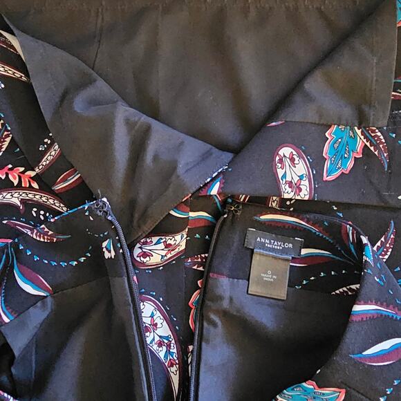 ANN TAYLOR Factory SKIRT Teal Black Paisley Pencil Straight Women's size Zero - Picture 4 of 5